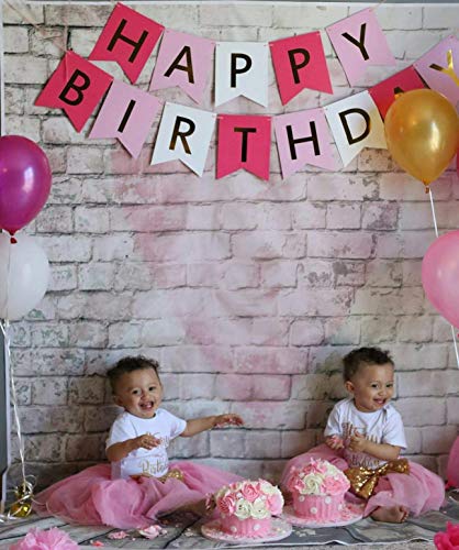 BINQOO Telón de fondo de pared de ladrillo de corazón rosa para el día de San Valentín 2022, fondo de fotografía de suelo de madera rosa Love Baby Showers Retrato para niños