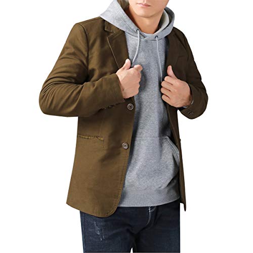 Blazer Casual para Hombre Chaquetas de Traje Slim fit Chaqueta de algodón sólido de un Solo Pecho Abrigo Chaqueta de Dos Botones Casual Blazer