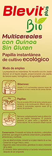 Blevit Plus Bio Multicereales con Quinoa - Papilla de Cereales para Bebé 100% Ecológica - Facilita la Digestión solo con Cereales Integrales - Sin Azúcares Añadidos - Desde los 5 meses - 250g