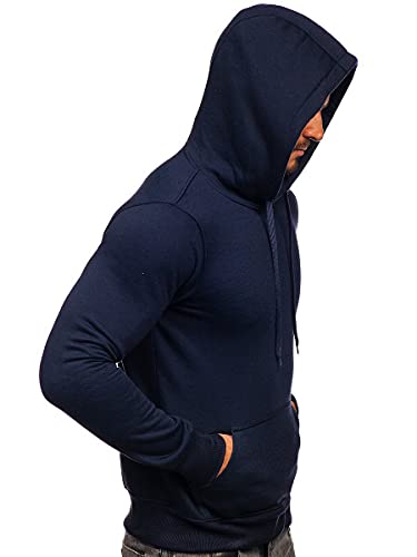 BOLF Hombre Sudadera Cerrada con Capucha Pulóver Blusa Sweater Hoodie Jersey Sweatshirt de Algodón Outdoor Deporte Entrenamiento Básico Print Ocio Estilo Deportivo 2009 Azul Tinta L [1A1]