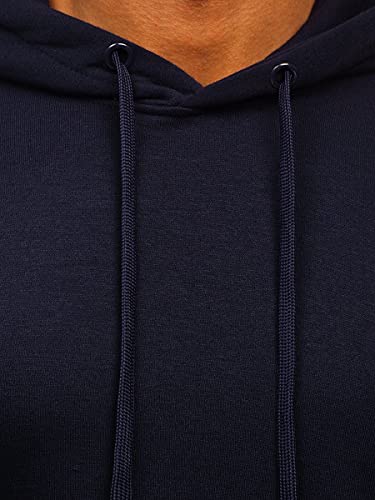 BOLF Hombre Sudadera Cerrada con Capucha Pulóver Blusa Sweater Hoodie Jersey Sweatshirt de Algodón Outdoor Deporte Entrenamiento Básico Print Ocio Estilo Deportivo 2009 Azul Tinta L [1A1]