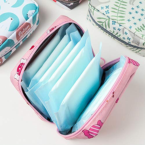 Bolsa de almacenamiento para servilletas sanitarias, 2 unidades de bolsa de almacenamiento sanitaria con cremallera de 12,7 x 12,7 cm, bolsa de primer período para niñas/mujeres/señoras (caramelo)