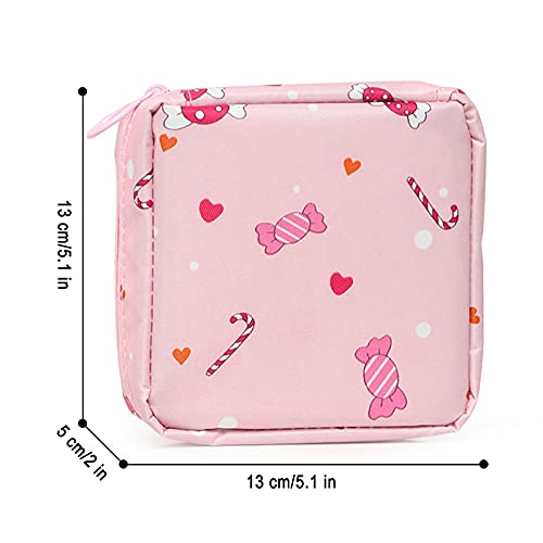 Bolsa de almacenamiento para servilletas sanitarias, 2 unidades de bolsa de almacenamiento sanitaria con cremallera de 12,7 x 12,7 cm, bolsa de primer período para niñas/mujeres/señoras (caramelo)