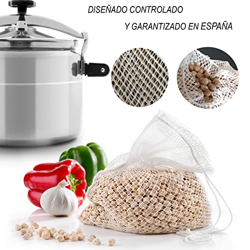 Bolsa de Cocina, 20x15cm Nylon, 2 Mallas De Cocción de 1Kg, Reutilizables Aptas para Cualquier Tipo de Olla a Presión para Cocinar Legumbres, Garbanzos Disfruta de Cocinar un Delicioso Cocido