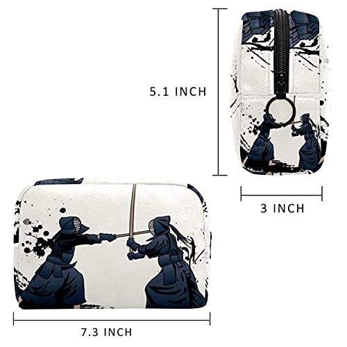 Bolsa De Maquillaje Samurai Japonés Kendo Bolsa Cosmetica Portátil Viaje De Maquillaje Organizador Bolsa De Almacenamiento De Maquillaje 18.5x7.5x13cm