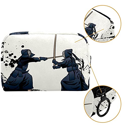 Bolsa De Maquillaje Samurai Japonés Kendo Bolsa Cosmetica Portátil Viaje De Maquillaje Organizador Bolsa De Almacenamiento De Maquillaje 18.5x7.5x13cm