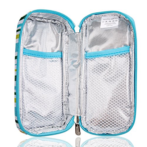 Bolsa diabética ONEGenug Enfriador de insulina Bolsa Bolsa de jeringas para la diabetes, insulina y medicamentos 20x4x9cm (light blue+2 power)