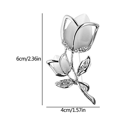 Broche Diamantes,RoadLoo 2 piezas Tulipan Pin Broche Diamantes Cristal Imitación Grandes Broches de Solapa Broches Para Joyería Boda Imitacion Flores de tulipan para Mujer Senora Regalo del Festival