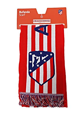 Bufanda Telar Atlético de Madrid Rayas Horizontal - Nuevo Escudo - Rojo - Blanco - Azul Marino