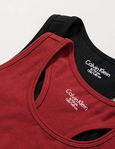 Calvin Klein 2pk Bralette Ropa interior,Rojo ( 1rhubarb/1pvhblack ) , 8/10 Unisex Niños