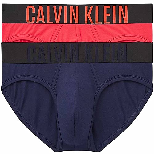 Calvin Klein Hip Brief 2pk Ropa Interior, Strawberry Shake/Blue Shadow, M para Hombre