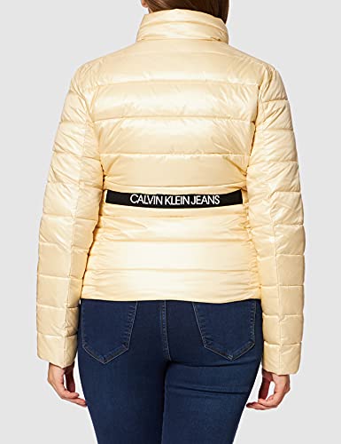 Calvin Klein Jeans Chaqueta de Motorista elástica con Logotipo en la Espalda Acolchada, Muslin, L para Mujer