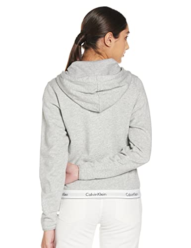 Calvin Klein Lounge Zip Up Hoodie-Modern Cotton Sudadera, Gris (Grey Heather 020), L para Mujer