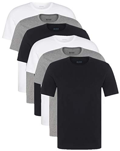 Camisetas de hombre HUGO BOSS, camisetas elegantes de cuello redondo, 50325388, paquete de 6 Multicolor (Assorted Pre-Pack 999) Medium