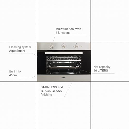 Cata ME 4006 X, Horno Limpieza Aquasmart Multifunción-6 Funciones, Negro/Acero Inoxidable