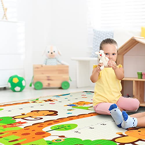 CCLIFE Alfombra de Juegos Reversible Colchoneta Infantil Plegable.Alfombra de Juegos de XPE, Colchoneta de Juegos Plegable, Alfombra de Doble Cara, Impermeable, No tóxico, Color:Número con Jirafa