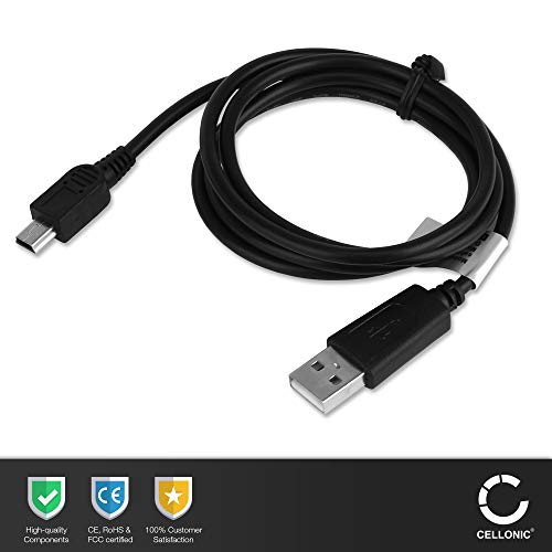 CELLONIC® Cable USB dato (1m 1A) Compatible con Alcatel One Touch E230 / One Touch E801 / Crystal/ELLE GlamPhone/Mandarina Duck Moon (Mini USB a USB A (Standard USB)) Cable de Carga Negro