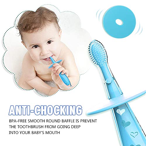 Cepillo de Dientes Bebé, Sin BPA, Suave Cepillo de Dientes Silicona Para Niños/Infantil, Entrenamiento, con Ventosa, Anti-asfixia, Unisex, Portátil, 2 PCS