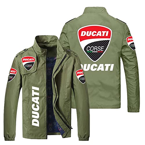 Chaquetas De Hombre Sudadera De Traje De Vuelo - Ducati 3D Stand Collar Zip Pullover Chaqueta Ligera A Prueba De Viento - Regalos para Adolescentes-Army Green||5XL