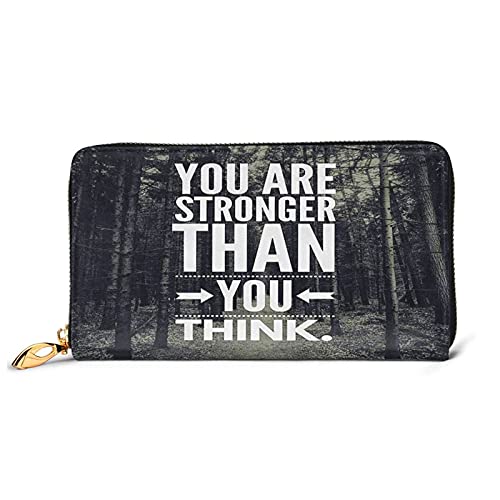 Classic You are Stronger Than You Think - Bolsa de cuero para tarjetas de cheque para hombre y mujer