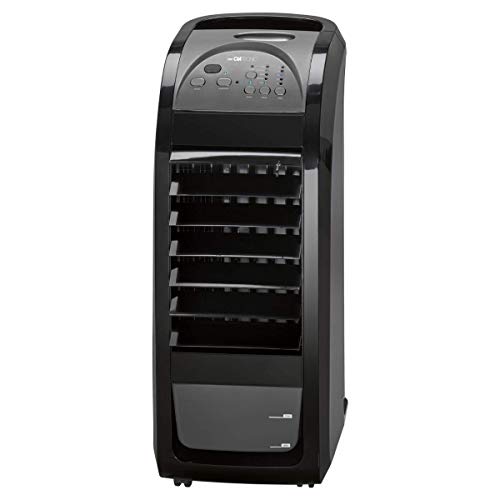 Clatronic LK 3742 - Refrigerador de Aire 3 en 1, 70 W, Enfriador de Aire, humidificador, purificador de Aire, 4 Ruedas para Uso móvil, Color Negro