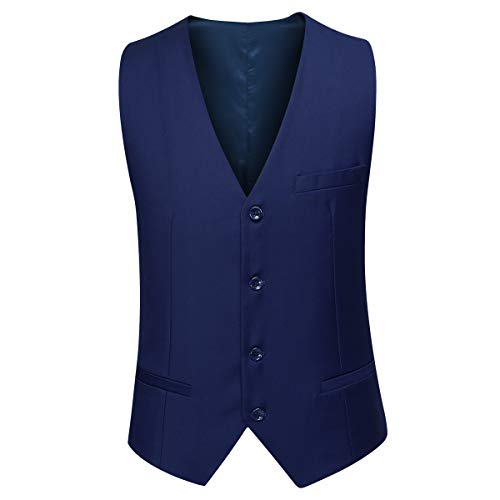 Cloudstyle Traje Suit Hombre 3 Piezas Chaqueta Chaleco pantalon Traje al Estilo Occidental, Azul, XL