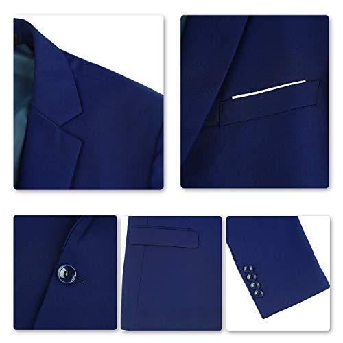 Cloudstyle Traje Suit Hombre 3 Piezas Chaqueta Chaleco pantalon Traje al Estilo Occidental, Azul, XL