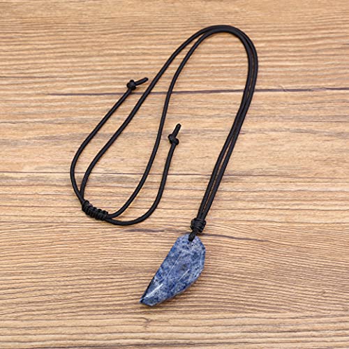 COAI Collar con Colgante para Hombre de Diente de Lobo en Piedra Azul Africana