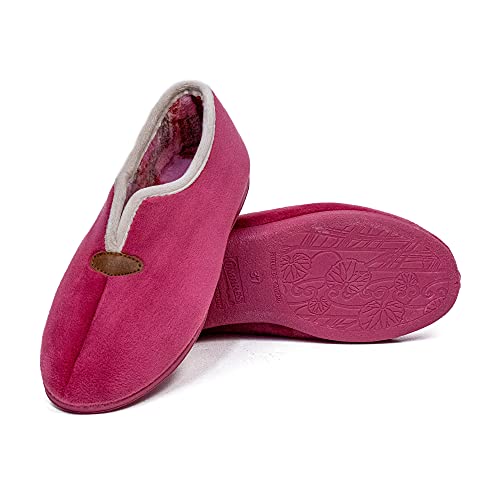 CoboFamily Zapatillas de Casa Mujer Otoño Invierno Cómodas, Zapatos Suapel Tacón Cuña y Punta Cerrada Multicolor, Suela Caucho HECHO EN ESPAÑA (Maquillaje, 37)