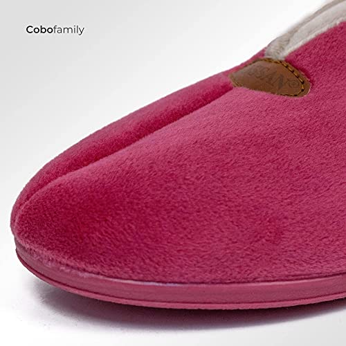 CoboFamily Zapatillas de Casa Mujer Otoño Invierno Cómodas, Zapatos Suapel Tacón Cuña y Punta Cerrada Multicolor, Suela Caucho HECHO EN ESPAÑA (Maquillaje, 37)