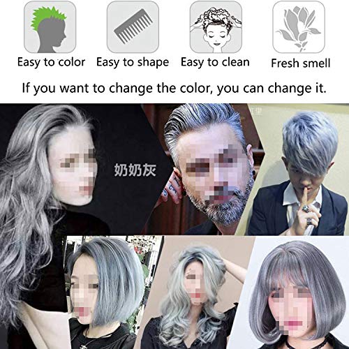 Coloración del cabello Cera Desechable Peinado mate instantáneo Crema de barro Pomadas para el cabello para niños Hombres Mujeres Cosplay Cosplay Discoteca Mascarada Transformación (Gris)