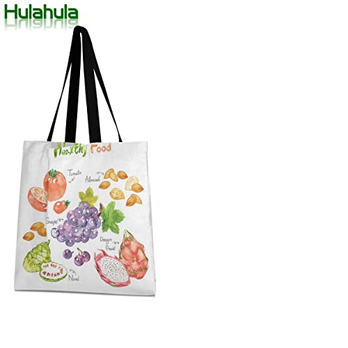 Comida Sana Fruta Uvas Bolsa de Mano de Compra Reutilizable Portátil Bolsa al Hombro ecológica para viajes Mujeres Niñas