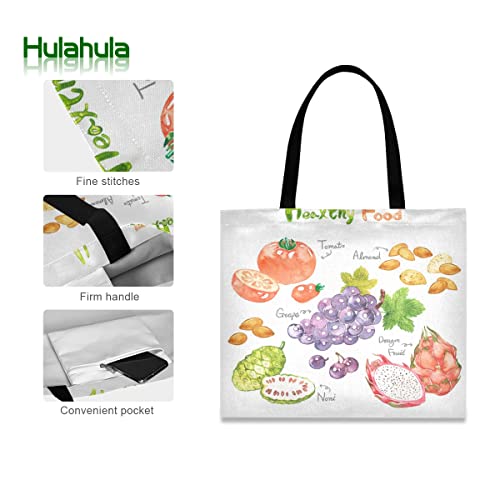 Comida Sana Fruta Uvas Bolsa de Mano de Compra Reutilizable Portátil Bolsa al Hombro ecológica para viajes Mujeres Niñas