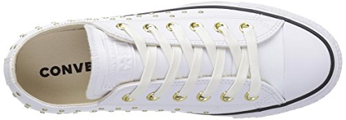 Converse CTAS Ox, Zapatillas de Deporte Mujer, Blanco (White/White/Gold 102), 36 EU