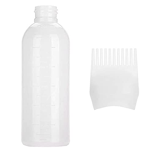 CXtech Botella de Pincel de Tinte para el Cabello Champú Pincel Aplicadoras Botellas para Teñir el Cabello con Peine y Escala Graduada Blanco