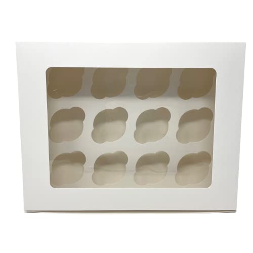 Decoraciondulce - 5 x Cajas Blanca para Transportar Cupcakes, Muffins,Magdalenas con (12 Cupcakes)