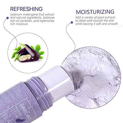 Deep Cleansing Mask, Mascarilla Facial de Hidratante, Mascarilla de Arcilla Stick, Hidratar Piel, Limpieza Profunda, Antiestrés Relajantes para Eliminar Puntos Negros-Berenjena