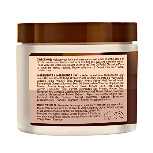 Desert Essence exfoliante facial, suave estimulante, con aceite de jojoba y comida de almendras, 4 onzas (paquete de 3) por Desert Essence [Beauty]