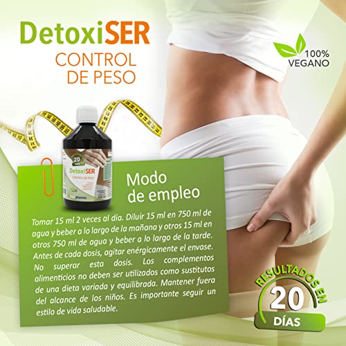 DETOX Detoxiser 5 en 1 | Potente Detox - Adelgazante - Purificante - Antioxidante - Digestivo - Diurético | Limpia colon e hígado | Elimina toxinas | 500 ml |100% vegano.