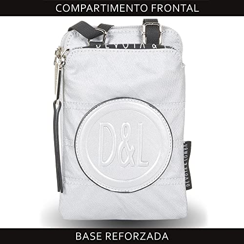 Devota Lomba Bolso para Móvil. Mini Bolso Pequeño Bandolera. Bolso Movil. Bolso TelEfono Movil. Bolso Cartera para Movil. Bolso Movil 12x18.5x3 cm. Edge 227848-03. Color Plata