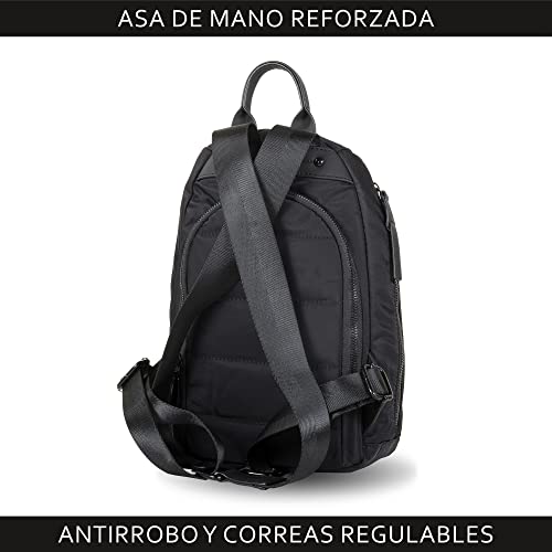 Devota y Lomba Mochila Mujer antirrobo. Mochilas Mujer Casual. Mochila Impermeable. Mochila Mediana. Cómoda y Ligera. Diseño y Calidad. 20 x 32 x 10 cm. PLEX 227983_01. Color Negro