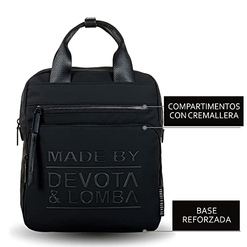 Devota y Lomba Mochila Mujer Casual. Mochilas Mujer. Mochila Impermeable. Mochila Mediana. Cómoda y Ligera. Diseño y Calidad. 25 x 29 x 10 cm. Made 991 Color Negro