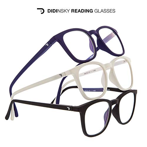 DIDINSKY Gafas de Presbicia con Filtro Anti Luz Azul para Ordenador. Gafas Graduadas de Lectura para Hombre y Mujer con Cristales Anti-reflejantes. Graphite +1.0 – TATE