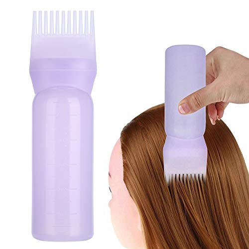 Dispensador de color de pelo con bomba de tinte botella con escala graduada colorear peine cepillo herramienta de peine para salón raíz botella 80 ml