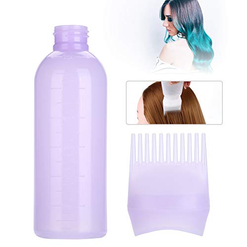 Dispensador de color de pelo con bomba de tinte botella con escala graduada colorear peine cepillo herramienta de peine para salón raíz botella 80 ml