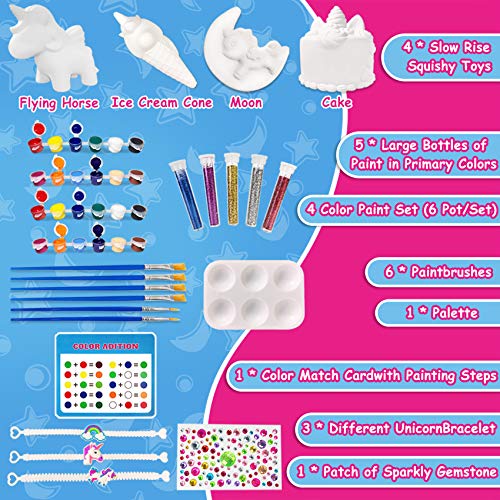 DIY Slow Rising Painting Squishies Kit - Blank Dessert Ice Cream Squishies Bulk Arts Crafts Kits for Kids Sweet Creamy Scented Soft Stress Relief Top Craft with Hand Wrist Band