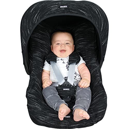 Dooky Hoody protección solar para portabebés de bebe o cochecitos de niño (diseño: Matrix, incl. protección UV 40+, grupo de edad 0+, universal adecuado para la mayoría de las marcas), Negro, 126365