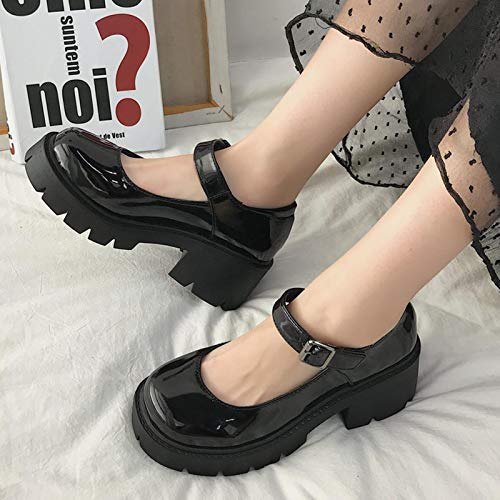 DQS Zapatos de Cuero con Plataforma de Primavera, Mocasines Oxford Informales para Mujer, Zapatos de Lolita de cuña con Fondo Grueso para Mujer, Mocasines para Mujer