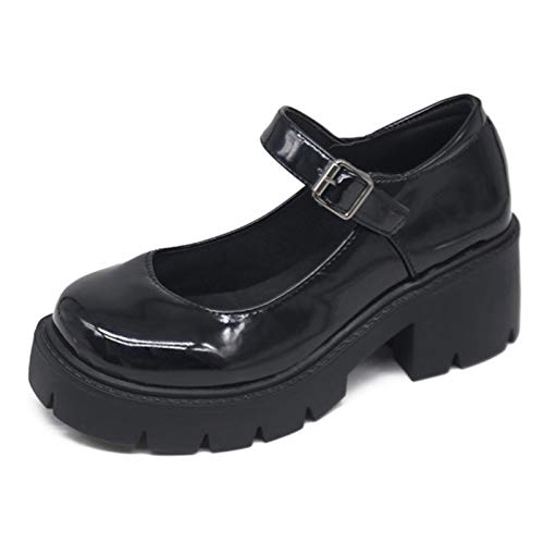 DQS Zapatos de Cuero con Plataforma de Primavera, Mocasines Oxford Informales para Mujer, Zapatos de Lolita de cuña con Fondo Grueso para Mujer, Mocasines para Mujer