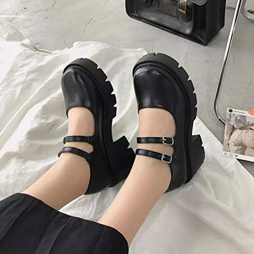 DQS Zapatos de Mujer, Zapatos Lolita de Estilo japonés para Mujer, Zapatos de Plataforma de tacón Alto Vintage Soft Sister Girls, Zapatos de Mary Jane para Estudiantes universitarios